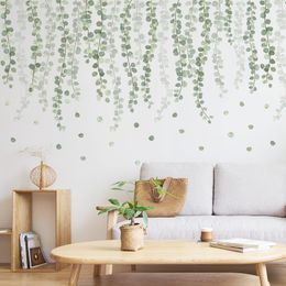 Wall Decor Nordic Green Leaves Stickers For Living Room Bedroom SelfAdhesive Vinyl Plant Decals Home ation paper 230411