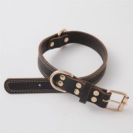 Dog Collars Leather Pet Collar Adjustable Medium Large With High-end Hardware Accessories For Walking & Training Supplies