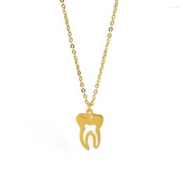 Pendant Necklaces Tooth Necklace For Women Girls Human Organs Gold Rose Colour Titanium Steel Charm Clavicle Chain Jewelry(GN849)