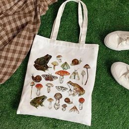 Storage Bags Frog Women Large Capacity Harajuku Cartoon Vintage Hip Hop Shopping Bag Canvas Funny Women's Shoulder Kawaii Gir261b