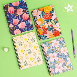 Random Blossoms Cover A5 Spiral Coil Paper Notebook Book Student Notepad Kawaii Portable Diary Journals