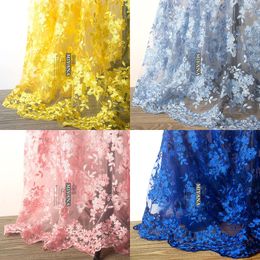 Other Arts and Crafts 1yard French tulle Lace Fabric 130cm White Diy Exquisite mesh Embroidery Clothes Wedding party evening Dress Accessories 230412