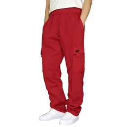 Men's Pants Male Sweatpants Fitness Running Trousers Drawstring Bottoms Loose Solid Colour Pocket Joggers Casual Streetwear Pantalones