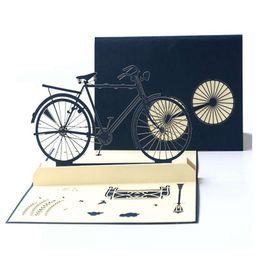 100pcs 3D Pop-Up Laser Cut Bicycle Cards Vintage Bike Creative Gifts Postcard Birthday Greeting Cards for Friends