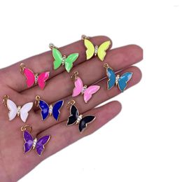 Pendant Necklaces 2023 Fashion Butterfly Drop Oil Enamel CZ Copper Plated Necklace Bracelet Accessories For Women Jewellery Making Charms