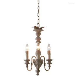 Chandeliers Creative American Country French Style Solid Wood Retro Lamp Living Room Dining Bedroom Corridor B & Chandelier