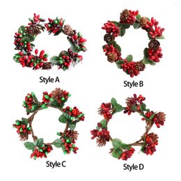 Decorative Flowers Simulation Christmas Candle Garland Xmas Ring Wreath Party Supplies Mini For Living Room Home Decoration