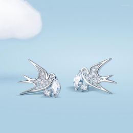 Stud Earrings Karopel 925 Sterling Silver Colour Spring Collection Bird Swallow With Nest For Women Fine Jewellery Gift