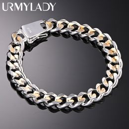 Chain 925 Silver gold exquisite 10mm chain men women wedding bracelet fashion charm birthday gift some style 230411