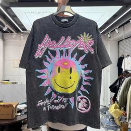 Mens TShirts Fun creative sun gradient printed round neck short sleeve tshirt 230411