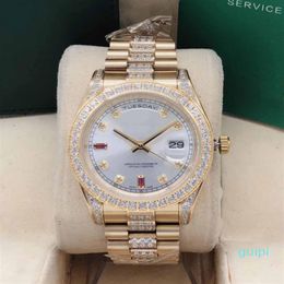 Master watches fashion business diamond bezel strap gold case 36 mm Disc sapphire glass folding buckle mechanical automatic 289D