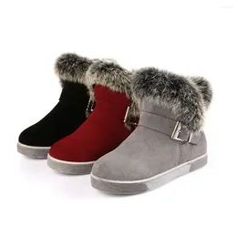 Boots High Quality Colorful Winter Girls Rubber Baby Snow Soft Plush Fur Buckle Red Black Gray