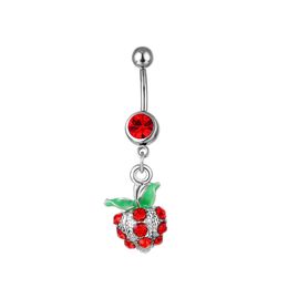 Navel Bell Button Rings D0093 Stberry Belly Ring Red Colour Drop Delivery Jewellery Body Dhgarden Otakq