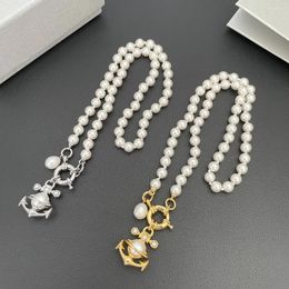 Choker Vintage Classic Exquisite Fashion Anchor Pearl Necklace