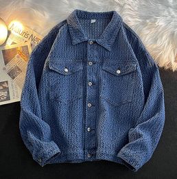 LS0010 plaid blue clothes fashion casual jeans jacket men designer jacket spring denim mens coats