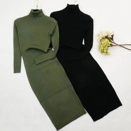 Basic Casual Dresses Autumn Winter Women Knitted Dress Turtleneck Sweater Dresses Lady Slim Bodycon Long Sleeve Bottoming Dress Vestidos PP003 231110