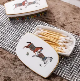 Luxury European toothpick box bucket Household square toothpick holder coffee table ceramic decoration creative wholesale