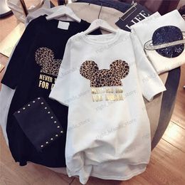 Casual Dresses Women Designer T shirts Brand Dresses with Animal Lovely Mouse Fashion New Arrival Summer Dress for Women Short Sleeve Long Tee Dress M-XXL T230412