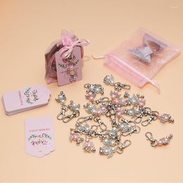 Gift Wrap Angel Keychains With Thank You Tags Drawstring Yarn Bag Set Accessory For Baby Shower Bridal Wedding Package E7CB