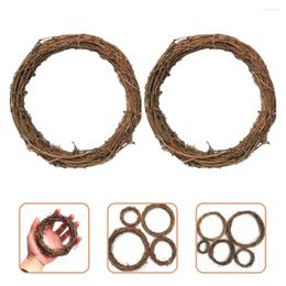 Decorative Flowers 16 Pcs Earth Vine Garland Hand Woven Rattan Rings Natural DIY Wreath Accessory Floral Decor Material Frames Circle