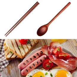 Chopsticks 16Pcs Long Handle Wooden Spoon And Set Flatware Reusable Tableware Combination Utensils For Eating219i