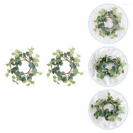 Decorative Flowers 2 Pcs Boxwood Wreaths Front Door Berry Twig Rustic Table Decor Mini Pine Crafts Green Home Ring