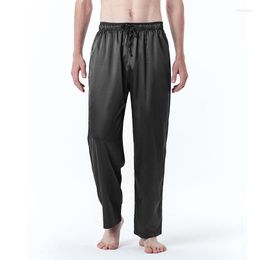 Men's Sleepwear 2023 Men's Silk Pyjama Pants Casual Home Wear Solid Colour Mid-waist Trousers Breathable Comfortable S-3XL