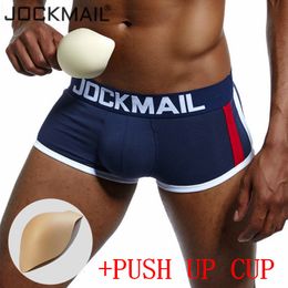 Underpants JOCKMAIL brand mens underwear boxers Trunks sexy Push up cup bulge enhancing gay underwear men boxer shorts Enlarge Underpants 230412