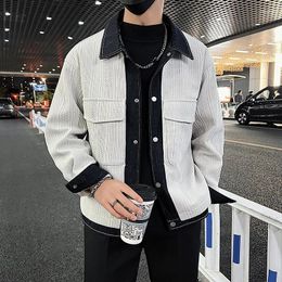 Men's Jackets 2023 Autumn Winter Contrast Stitching Thickened Loose Casual Jacket Social Party Streetwear Outwear Men Clothing