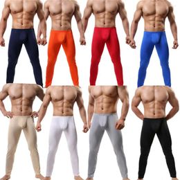 Men's Thermal Underwear Men Pajama Bottoms Sexy Big Bugle Pouch Shr Slip Trousers Slpwear Sports Fitness Bodybuilding Ultra-thin