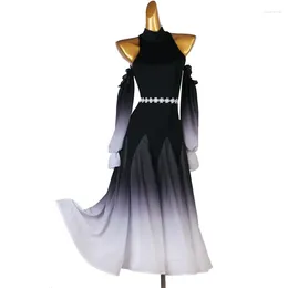 Stage Wear 2023 Ballroom Long Chiffon Dress Dance Competition Dresses Standard Tango Waltz Modern Costume Women Senior Customise Clothing