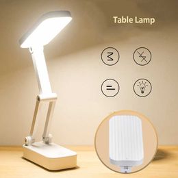 Desk Lamps Foldable Table Lamp Portable LED Eye Protection Desk Lamp USB Rechargeable Dimmable Night Light 3 Color Temperature P230412