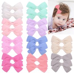 3.6 inch Baby Solid Cotton Bows Hair Accessories Hair Clips Kids Linen Bowknot Girls Hair Clips Hairpins Children Hairgrips Headwear