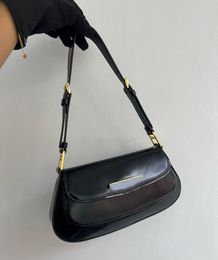 Brushed leather shoulder bag Women's Luxury Brand Handbag Alphabet Triangle Gold logo Designer bag Tote Fashion Banquet Bag shoulder bag leather black