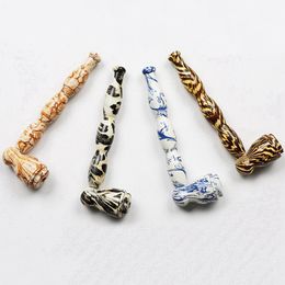 Colourful Pattern Metal Alloy Hand Pipes Portable Removable Dry Herb Tobacco Philtre Silver Screen Spoon Bowl Caps Handpipes Smoking Cigarette Holder