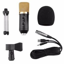 Freeshipping Condenser Sound Recording Mic Speaking Speech Microphone Independent Audio Card Free Microphone With Tripod MK-F100TL Fqsqn