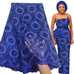 Fabric and Sewing way African Lace 5 Yards with s High Quality 2023 French Tulle Embroidery Mesh Material For Nigerian Robe 230412