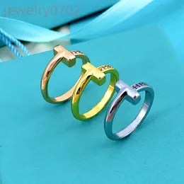 T Korean Fashion T-shaped Diamond Inlaid Titanium Steel Ring for Female Minority Design, High Grade, Simple and Cold Style Couple Ring