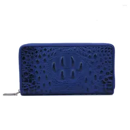 Wallets Famous Design Wallet Crocodile Pattern Cowhide Leather Long Card Holder For Women Coin Purse Money Clip Crash