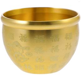 Bowls Treasure Bowl Brass Decor Gold Home Offering Chinese Golden Tone Metal Fortune Basin