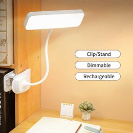 Desk Lamps Flexible Table Lamp with Clip Stepless Dimming Led Desk Lamp Rechargeable Bedside Night Light for Study Reading Office Work P230412