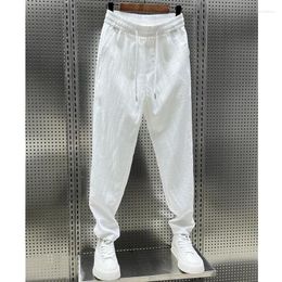 Men's Pants Summer Korean Casual For Man Small Foot Cotton Baggy Solid Colour Haren Straight Nine Points Homme