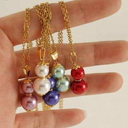 Pendant Necklaces ALTERA Vintage Round Pearl Waterdrop Necklace Gold Plated Stainless Steel For Women Lucky Gourd Jewellery Gift