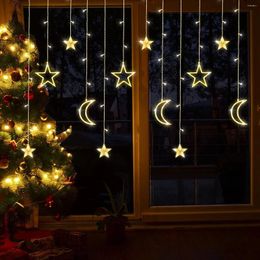 Strings 2023 Arrival Led Curtain String Light Star Moon Fairy For Window Wall Home Christmas Decoration