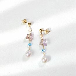 Dangle Earrings Lii Ji Natural Ametrine Baroque Pearl Crystal American 14K Gold Filled Handmade Jewellery