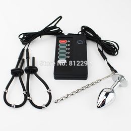 Adult Toys Electro Penis Stimulator Ring Anal Plug Sex For Men Electric Shock Themed Accessories Urethral 230411