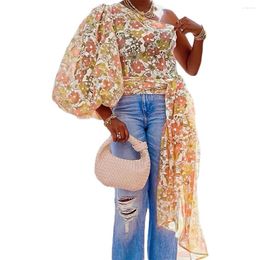 Ethnic Clothing African Clothes For Women Summer Sexy Long Sleeve Polyester Printing T-shirt Tops