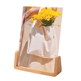 Frames Transparent Desk Display Card Stand Acrylic And Wood Frame For Pos Certificates Price Tags Sturdy Secure