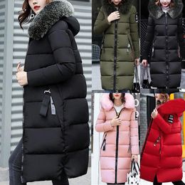 Mulher Down 2023 Parkas Winter Jacket Gollar grande colarinho grosso e magro de algodão com capuz de algodão