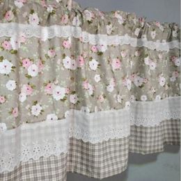 Curtain Korean style cabinet curtain. Cotton printed coffee Lace half Decorative door 230412